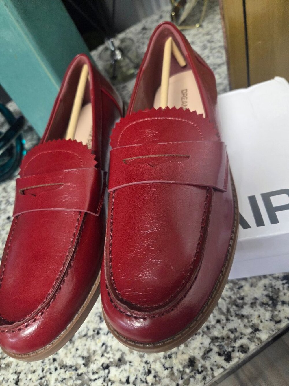 Red Crinkled Loafers – Size 9